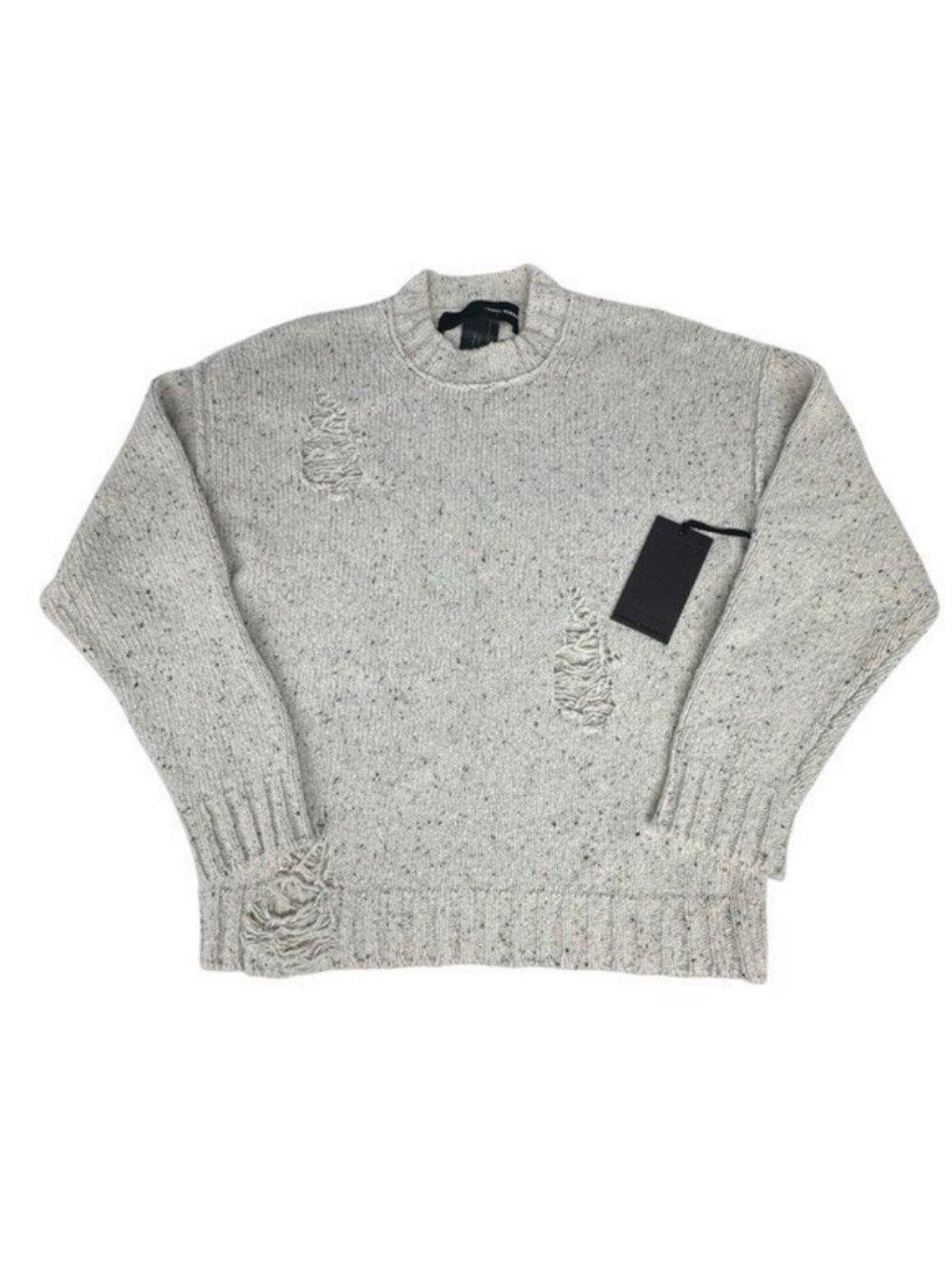 Isabel Benenato Men's M Distressed Effect Sweater Wool Crew Neck Oatmeal NWT